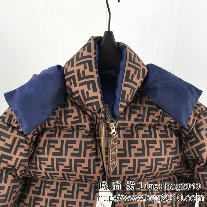 FENDI芬迪 18專櫃同步 秋冬新款 全方位FF圖案 兩面穿 羽絨棉服 情侶款 ydi2220